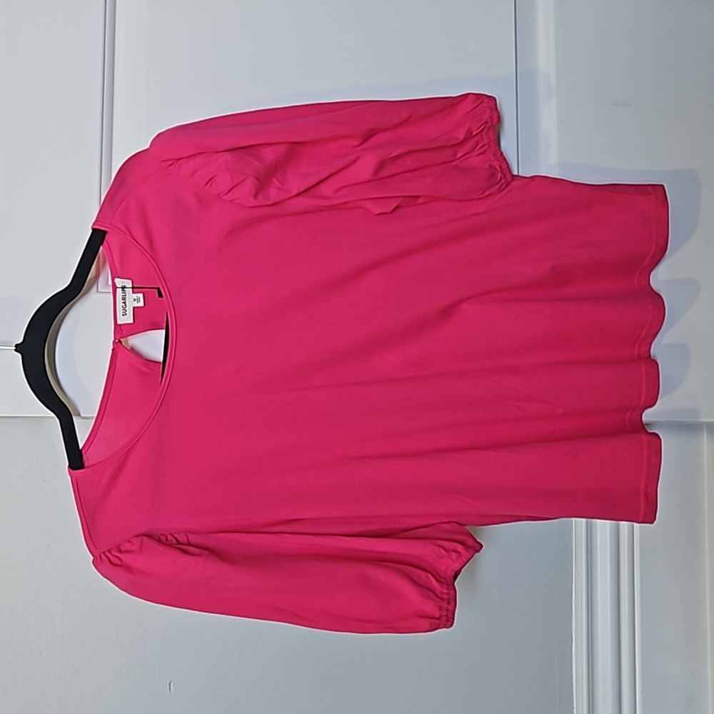 Pink Puff Sleeve Cotton Top